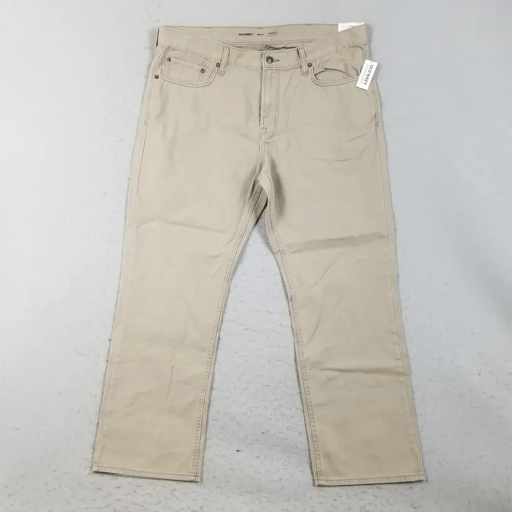 Old Navy Jeans Mens 38x30 Beige Straight Leg 100% Cotton Denim Casual Pants‎